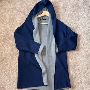 Made in Japan Reversible Hooded Open Wool Blend Cardigan